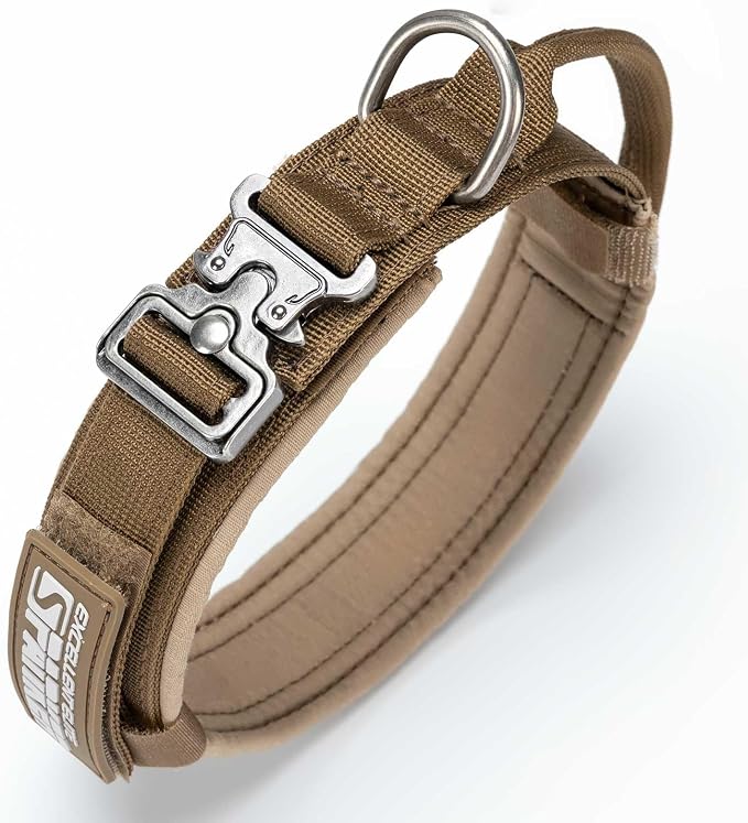 EXCELLENT ELITE SPANKER Tactical Dog Collar Nylon Adjustable K9 Collar Military Dog Collar Heavy Duty Metal Buckle with Handle(COB-M)