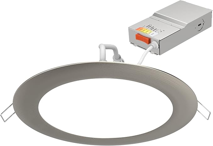 Juno WF4 SWW5 90CRI BN M6 Round LED Wafer Downlight, 120 Volts, Switchable Color Temperature, Brushed Nickel