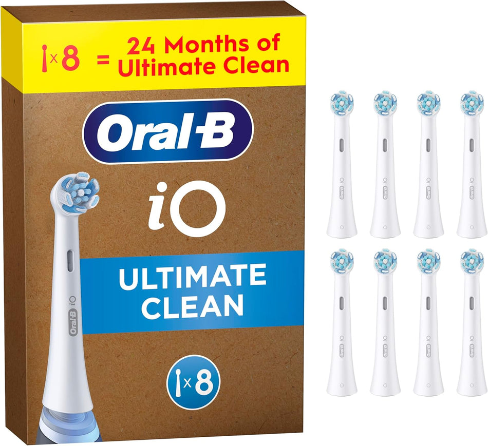 Oral-B iO Ultimate Clean Electric Toothbrush Head, White, 8 Pack