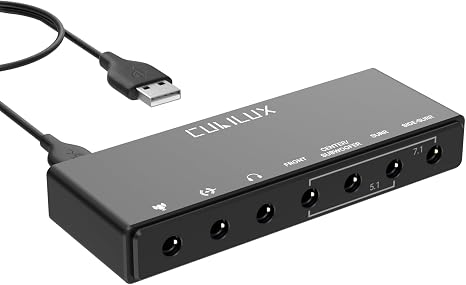 Cubilux 7.1 USB Surround Sound Card- 48KHz-384KHz Sample Rate for Headphones, Full Aluminum Alloy USB A External Sound Card for Laptop PC-Supports