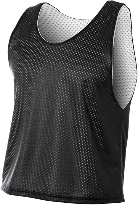 A4 Lacrosse Open Bottom Reversible Practice Jersey, Large, Black/White