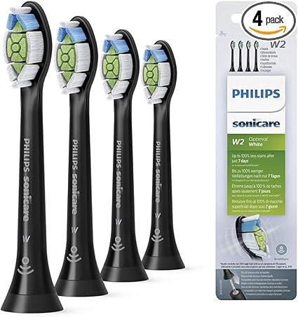 Philips Sonicare W2 Optimal White Standard Sonic Toothbrush Heads Black, HX6064/11, 4 Pack