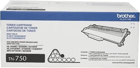 Brother Genuine TN750 High-yield Black Toner Cartridge