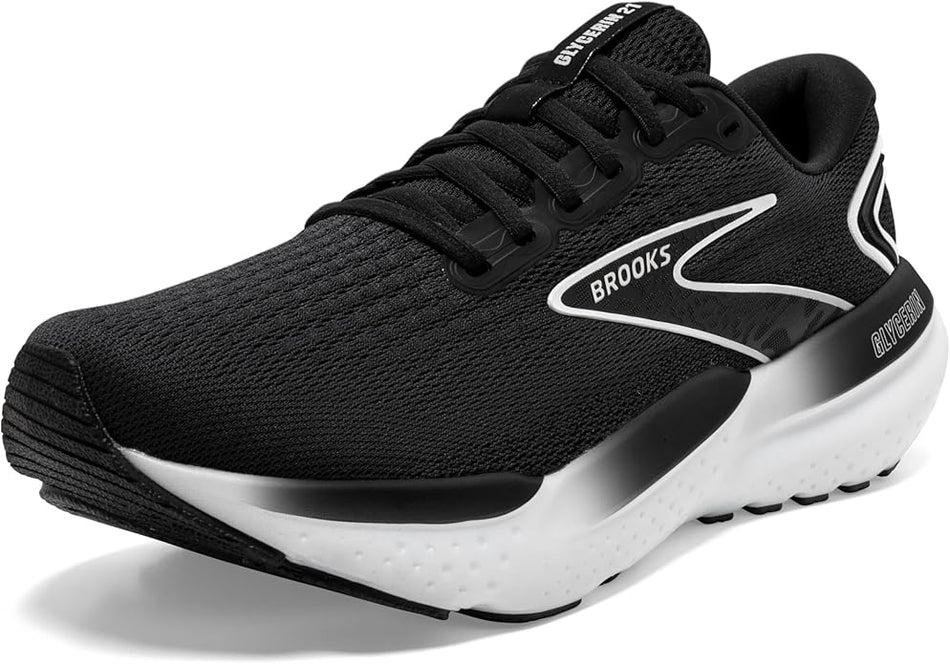 Brooks Women’s Glycerin 21 Neutral Running Shoe, Black/Grey/White, 10 Medium