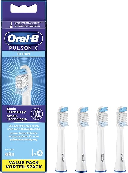Oral-B Pulsonic Clean Toothbrush Heads for Sonic Toothbrushes, 4 Pack