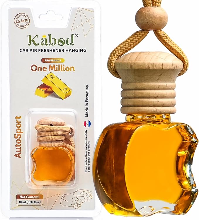 Kabod Car Air Freshener Hanging Essential Oil Diffuser Natural Odor Eliminator Long-Lasting Fragrance, One Million, 10 ml / 0.34 Fl. Oz.