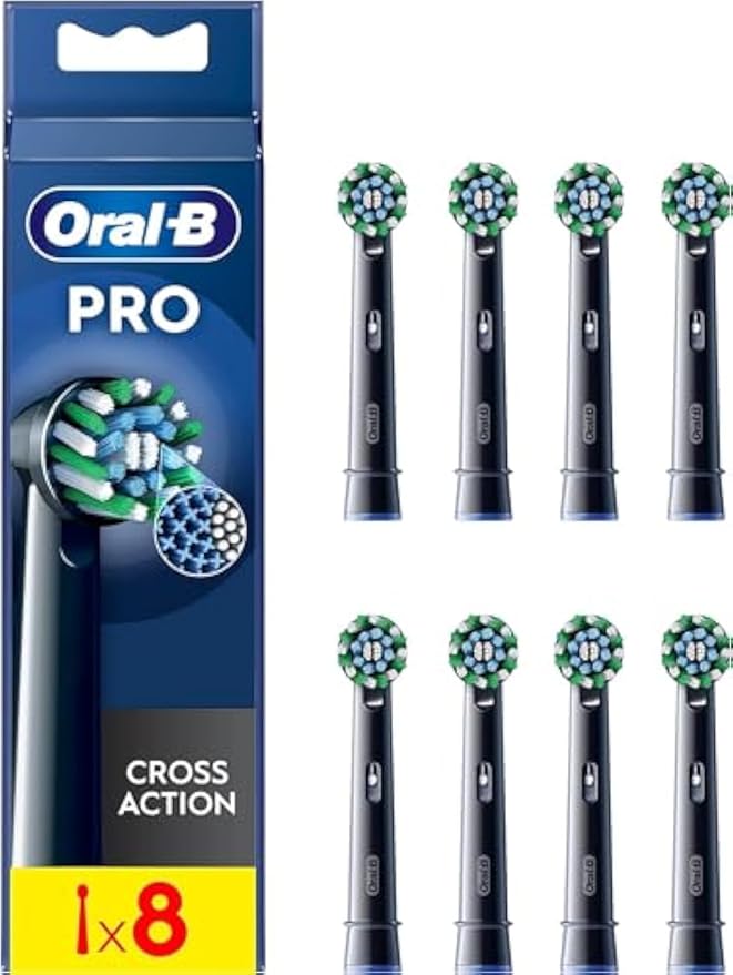 Oral-B Pro Cross Action Electric Toothbrush Head Black, 8 Pack
