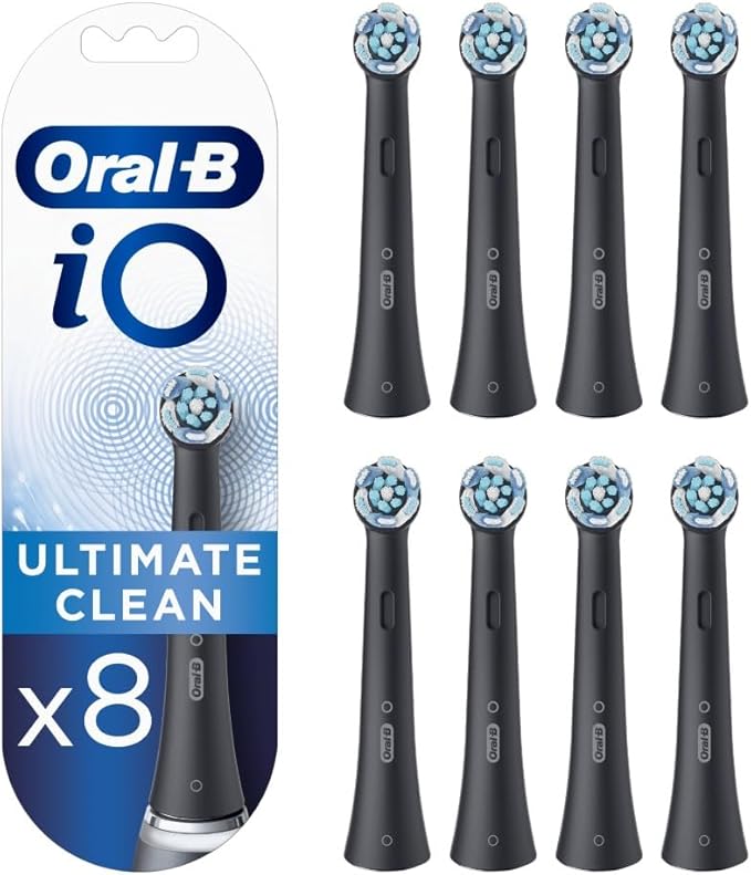 Oral-B iO Ultimate Cleaning Electric Toothbrush Heads, Black, 8 Pack