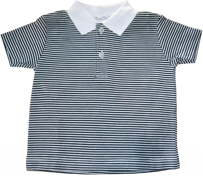 Kissy Kissy Baby-Boy Infants Essentials Striped Polo Shirt, Navy, 0-3 Months