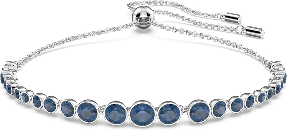 Swarovski Emily Tennis Bracelet Jewelry Collection Blue Crystals, Rhodium Tone