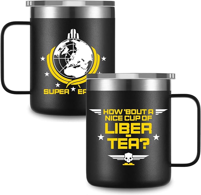DANTY Novelty Funny Liber-tea Coffee Mug, Gamer Mug For Helldivers 2