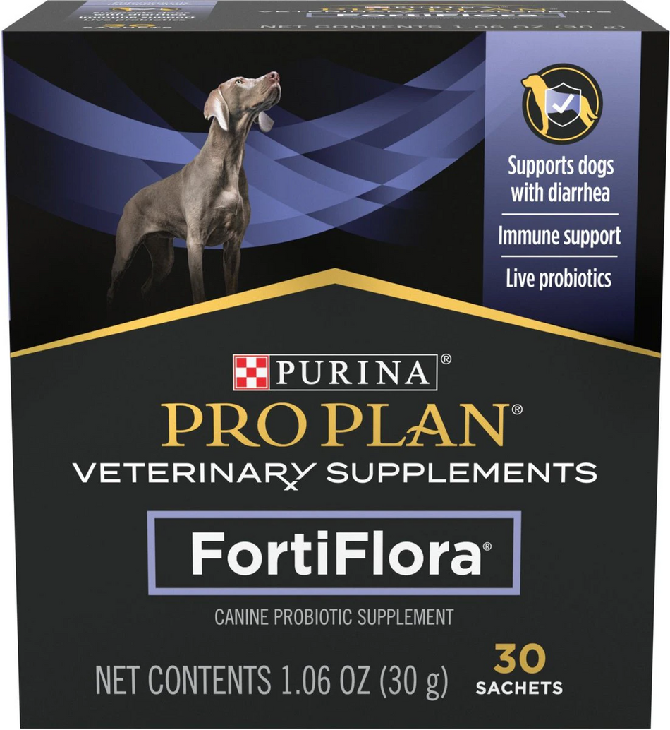 Purina FortiFlora Pro Plan Dog Probiotic Supplement, 1 box (30 sachets)