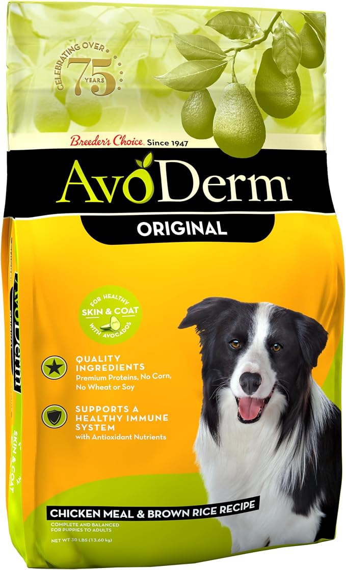 AvoDerm Natural Chicken Meal and Brown Rice Formula Adult Dog Food, 30-Pound