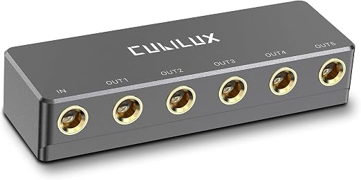 Cubilux 5-Way 6.35mm Stereo Audio Splitter Box, Multi Quarter Inch Aux Splitter, 1/4 in  TRS to TRS & TS to TS Splitter for Headphones, Guitar & Keyboard Cable
