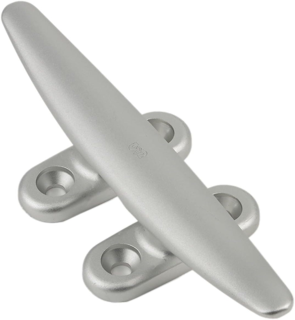 Schaefer Four Hole Forged Clear Anodized Aluminum Deck Cleat Up to 3/4-Inch Line, 8-Inch