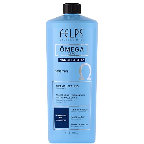 Felps Professional Omega Sensitive - Thermal Sealing Unique Nanoplasty - Brazilian Keratin Blowout - Straightening & Smoothing Hair Treatment - Formaldehyde Free (1 LITER, 33.8 fl.oz)
