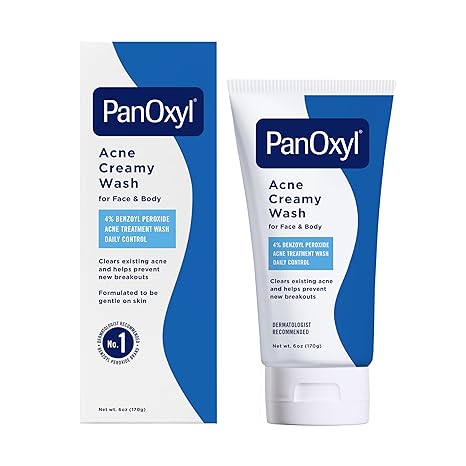 PanOxyl 4% Benzoyl Peroxide Antimicrobial Acne Creamy Wash, 170 g / 6 Fl. Oz.