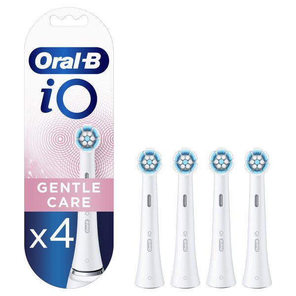 Oral-B iO Gentle Care Replacement Toothbrush Heads, Soft Bristles, White, 4 Pack