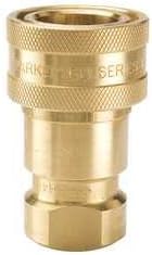 Parker Hannifin BH2-60 Series 60 Brass Multi-Purpose Quick Coupler with Female Pipe Thread, ISO 7241 Series B, Poppet Valve, 1/4" Body Size, 1/4"-18 NPTF Thread, 2.26" Length