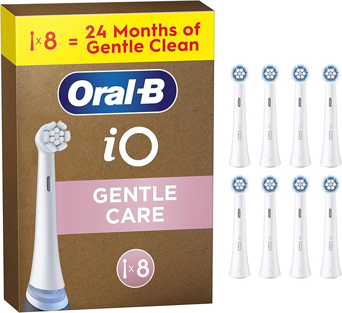 Oral-B iO Gentle Cleaning Original Replacement Toothbrush Heads, White, 8 Pack