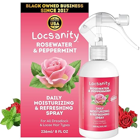 LOCSANITY Rosewater & Peppermint Daily Moisturizing Refreshing Spray, 12 fl. oz.