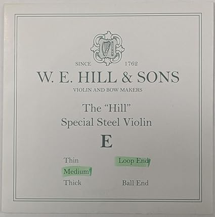 W. E. Hill & Sons Hill 4/4 Violin E String, Medium Gauge, Steel, Ball-End