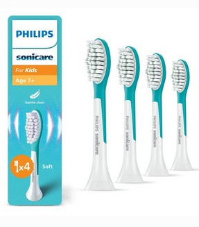 Philips Sonicare Kids Standard HX6044/90 Refills, Brush Heads, Standard, Click-On, 4 Pack