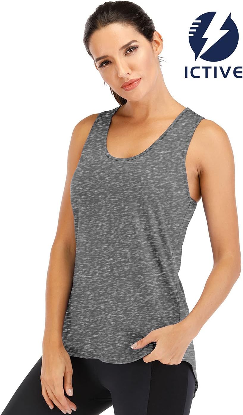 Fihapyli ICTIVE Women's Yoga Tank Tops, Dark Gray, Small