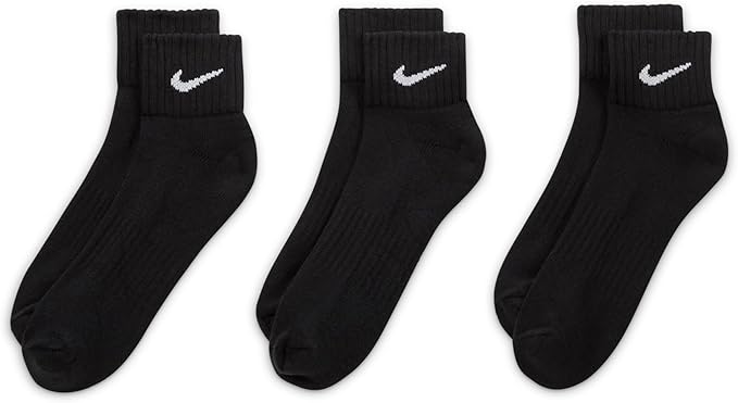Nike Men's Value Ankle Quarter Socks, Black/White, XLarge - 3 Pack